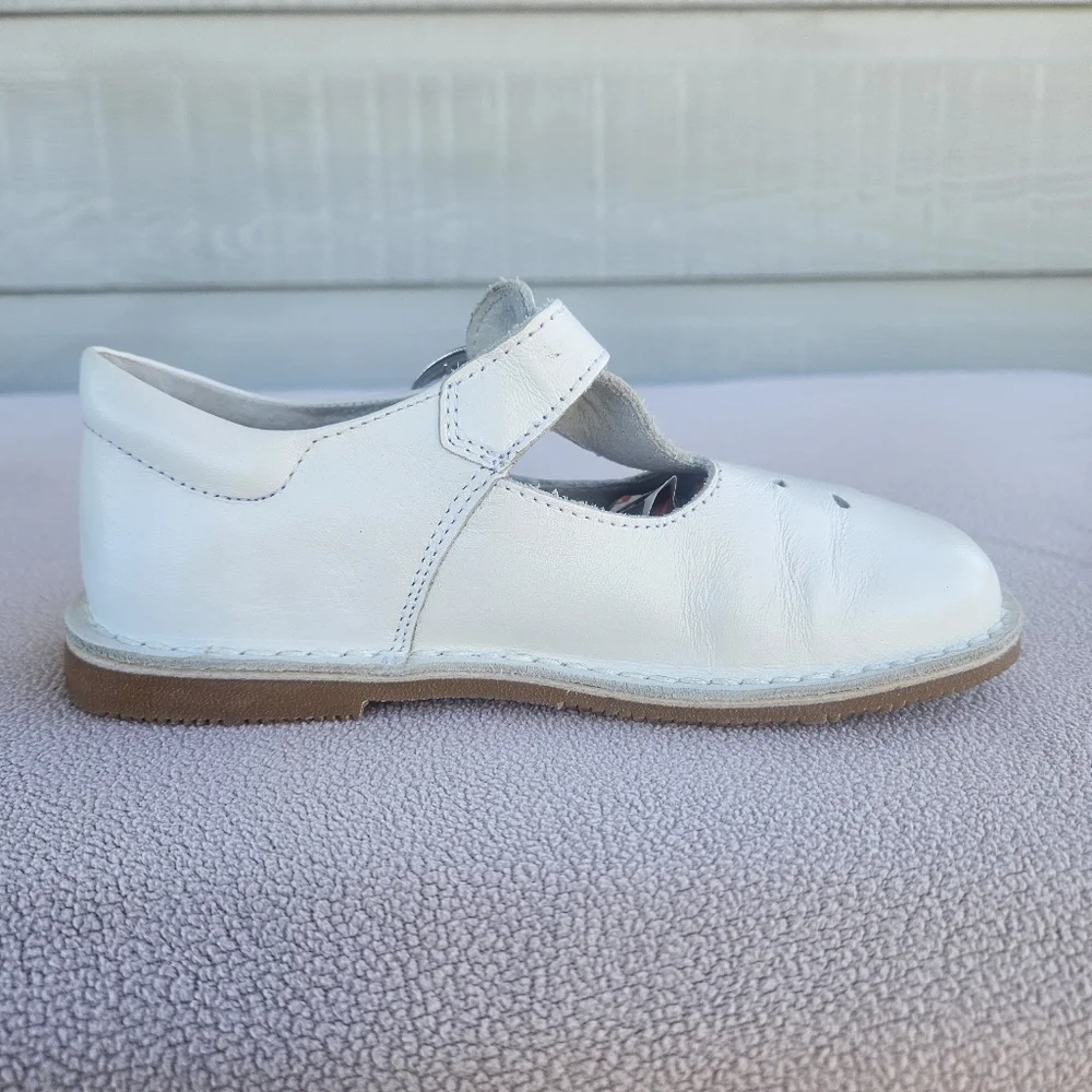 L'Amour Joy Classic Leather Stitch Down T-Strap Mary Jane Shoe White SZ 13 Hook